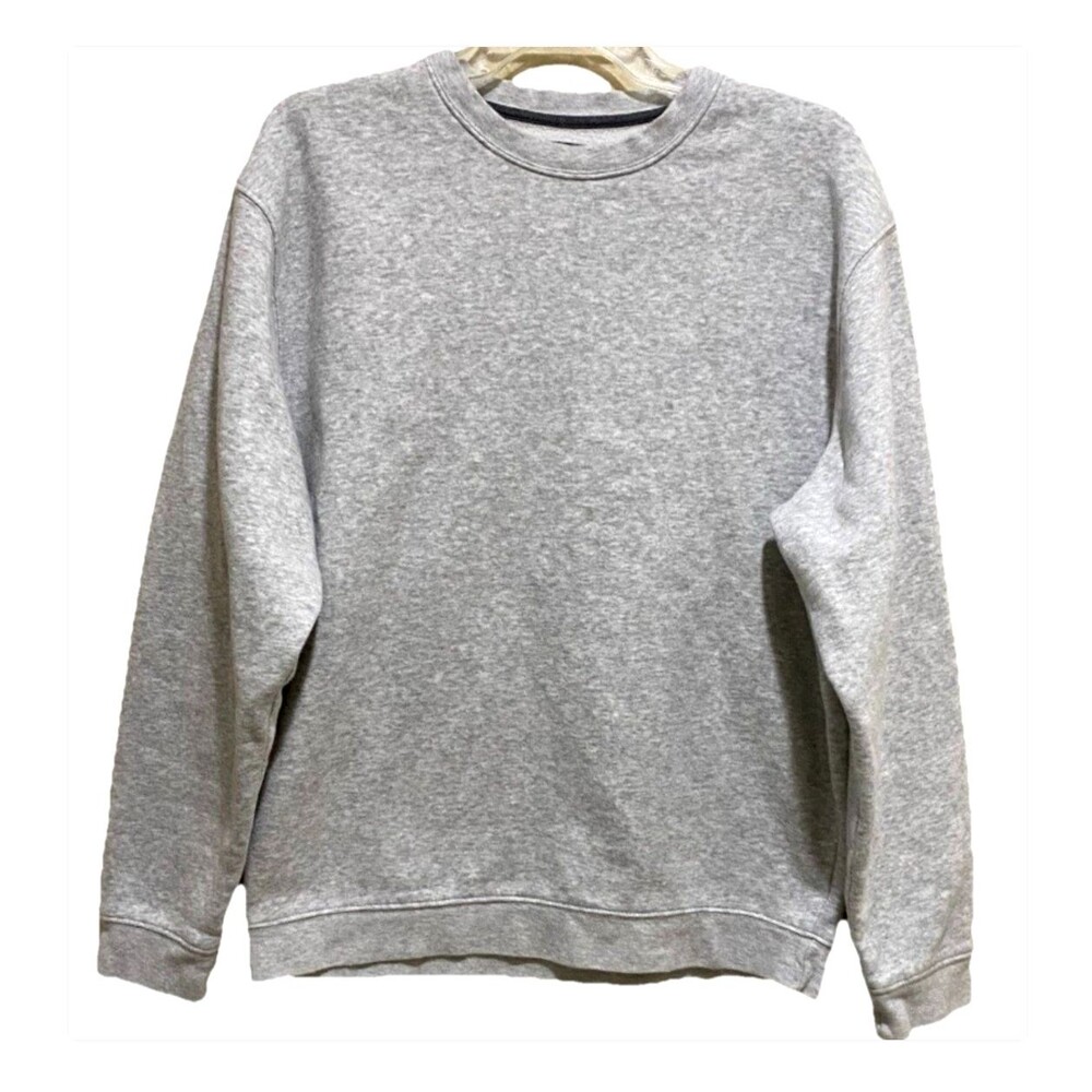 MTA Sport Mens M Gray Fleece Lined Crewneck Sweatshirt Pullover Athletic Top